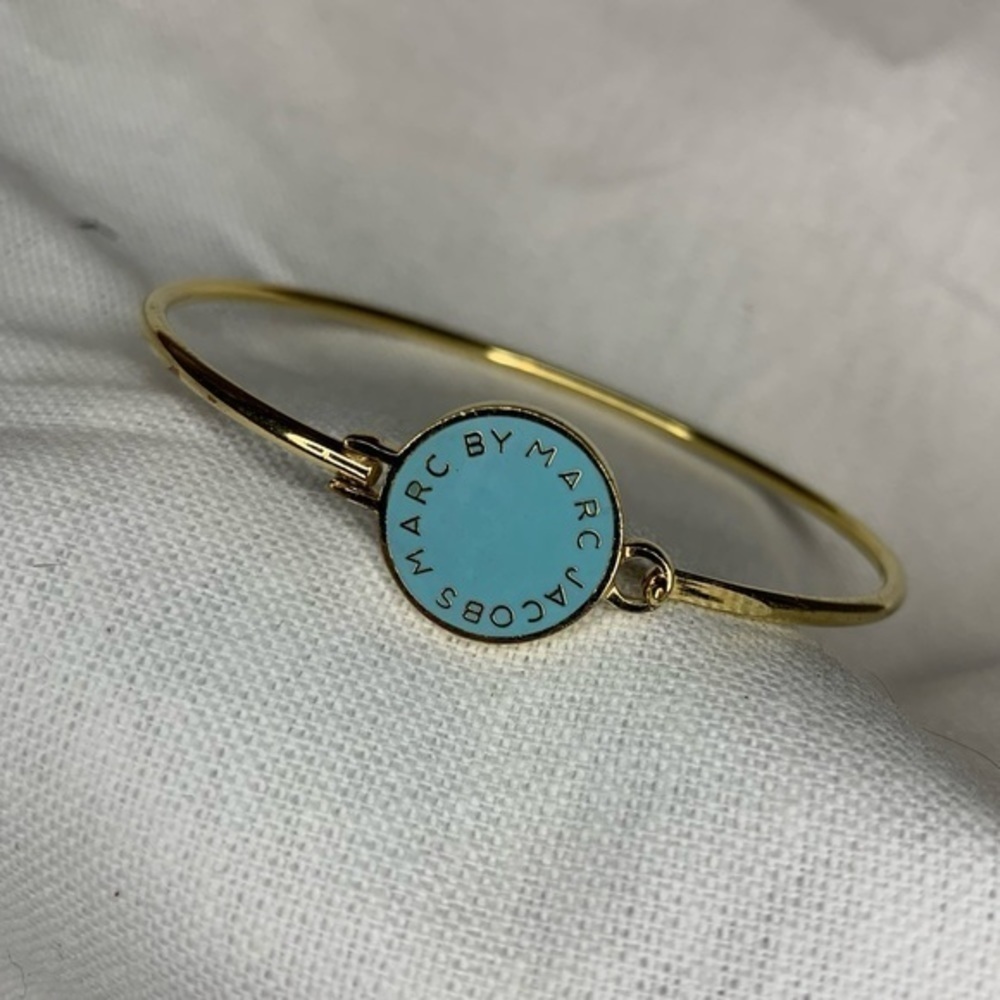 Marc by Marc Jacobs Gold Blue Enamel Button Bangle